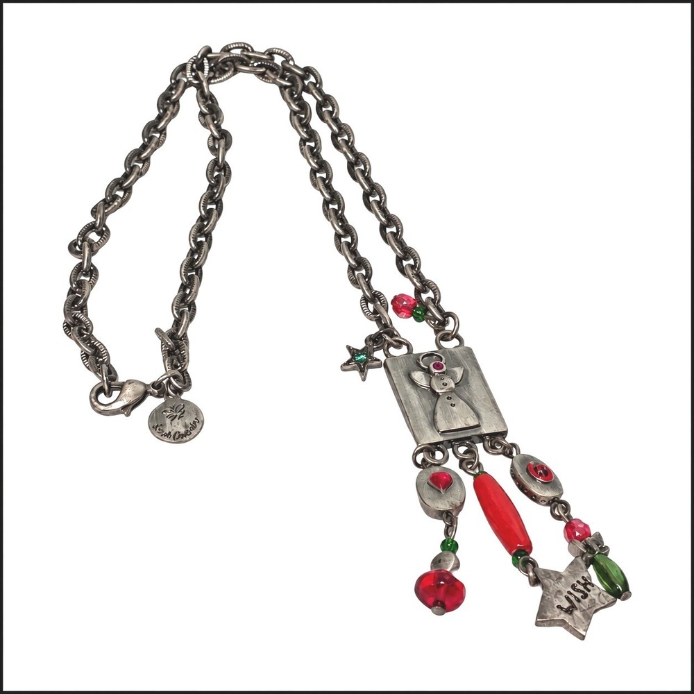 Sarah Coventry Snowman Let It Snow Wish Star Charm Necklace Silver Tone Holiday